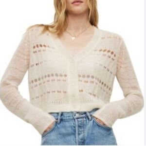 All Saints Cream Knit cropped cardigan-M